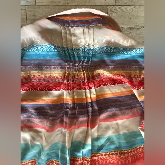 Vintage America Women’s Medium multi colored Pattern Boho Blouse 3/4 inch sleeve - Picture 5 of 6